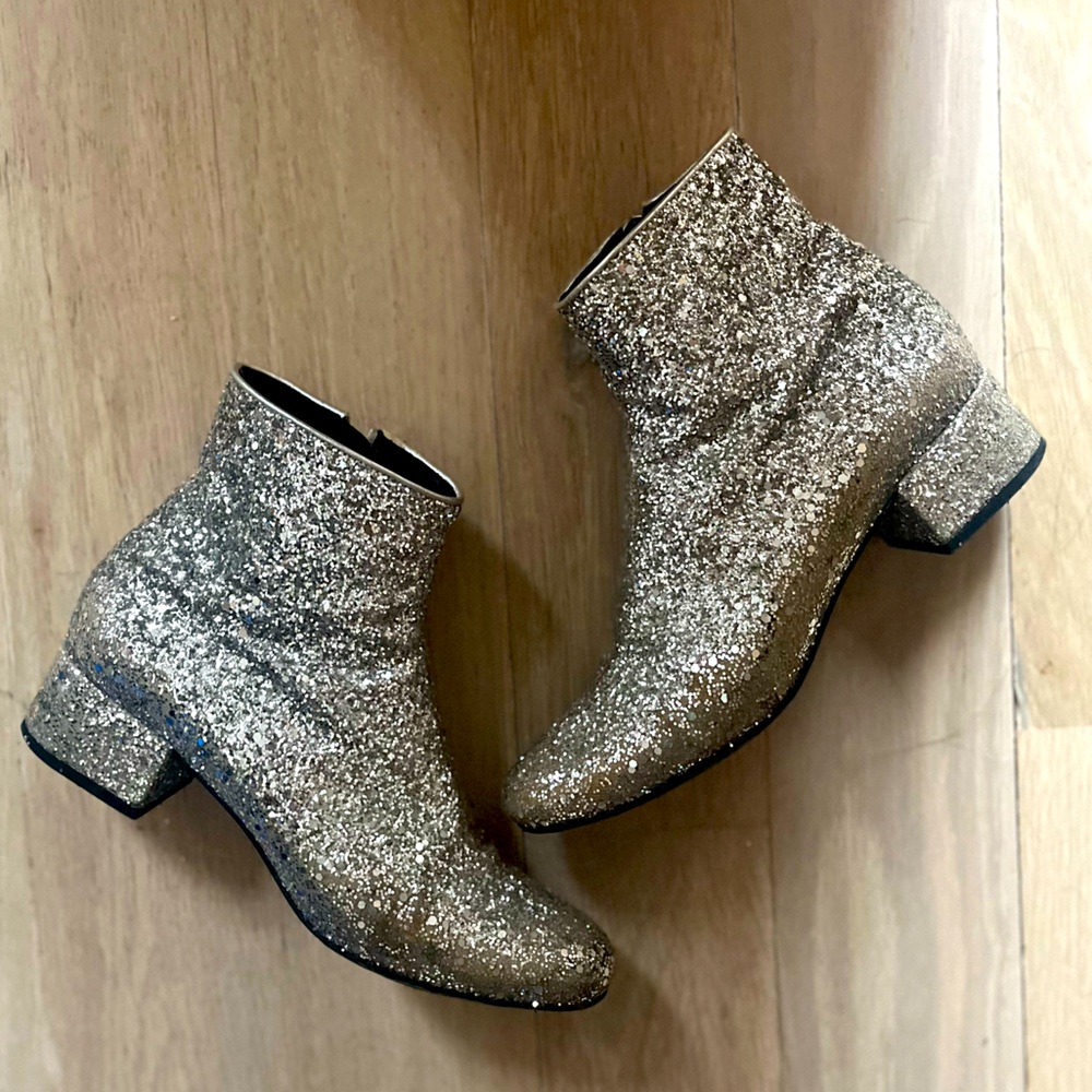 Saint Laurent Glittering Gold Ankle Booties